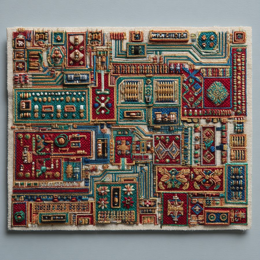 Embroidered fabric texture used in Style 3D simulation