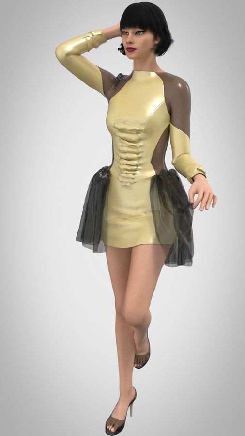 Clo 3D rendered tulle dress
