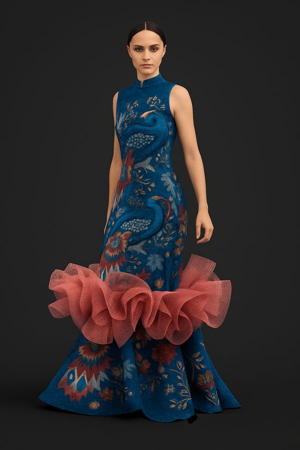Style 3D rendered gown, side view