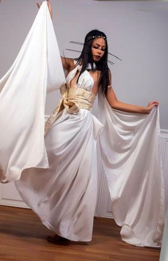 Gracis — Flowing Greek-inspired gown with golden Pharaonic belt