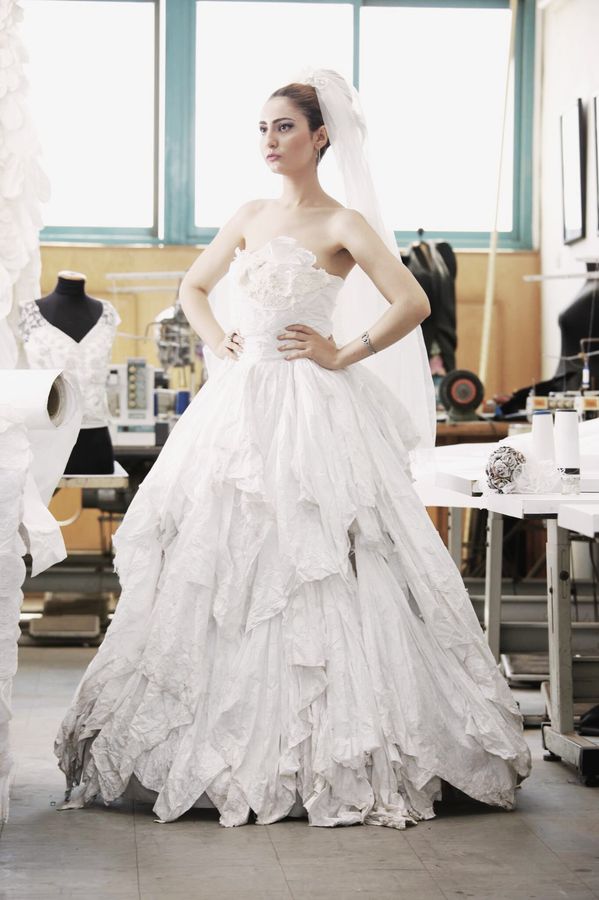 Roselle — bridal gown with sculpted paper rose bodice