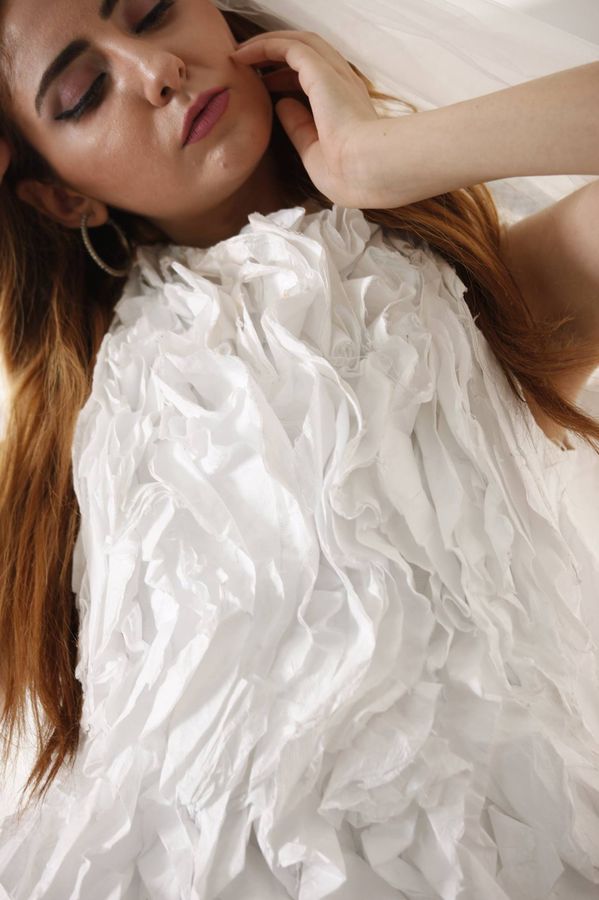 Portrait detail of Velora gown