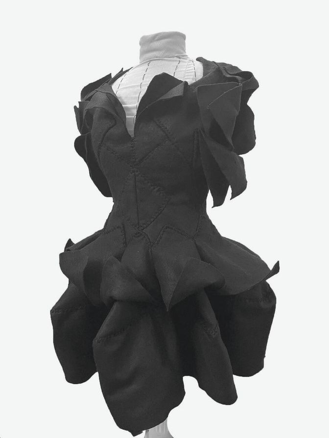 Rounded Angles finished garment on mannequin